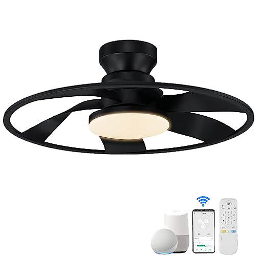 Hoenofly 22” Smart Low Profile Ceiling Fans with Lights Remote
