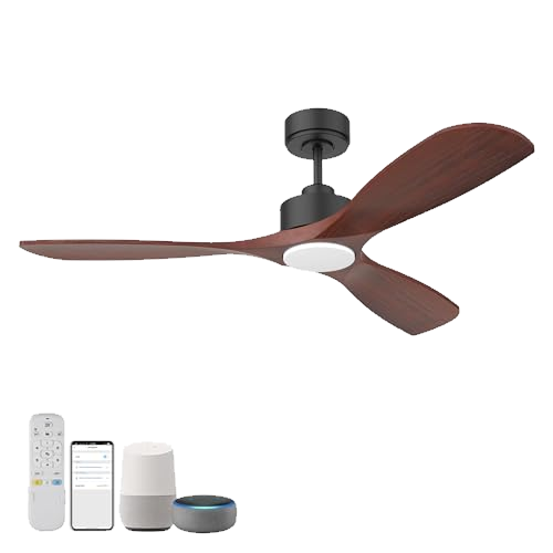 Hoenofly 52” Wood Smart Ceiling Fans with Lights Remote